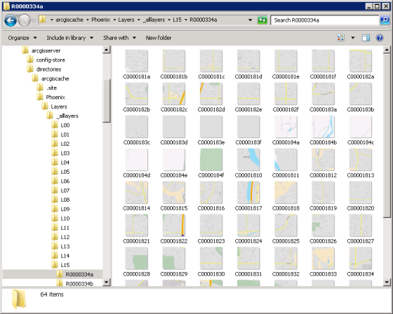 Windows Explorer revealing the server cache directory Windows Explorer revealing the server cache directory