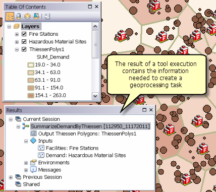 A result contains all the information ArcGIS needs to construct a geoprocessing task A result contains all the information ArcGIS needs to construct a geoprocessing task
